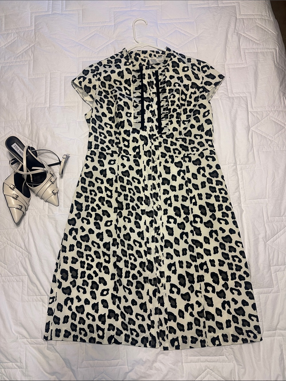 Merona Black and White Leopard Print Midi Dress